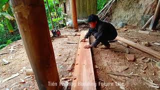 Make wooden stairs. wooder house- bamboo house