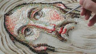 Mosaic Christ Pantocrator, working on face part1