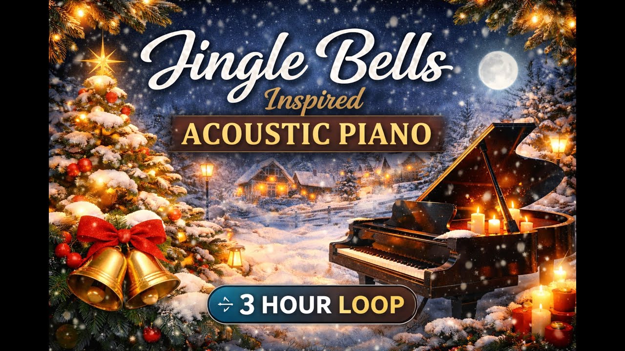 Jingle Bells Acoustic Piano 3 Hour Loop Music - Copyright-free