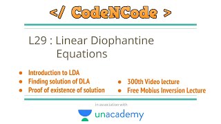 L29 : Linear Diophantine Equation | Number Theory | CodeNCode