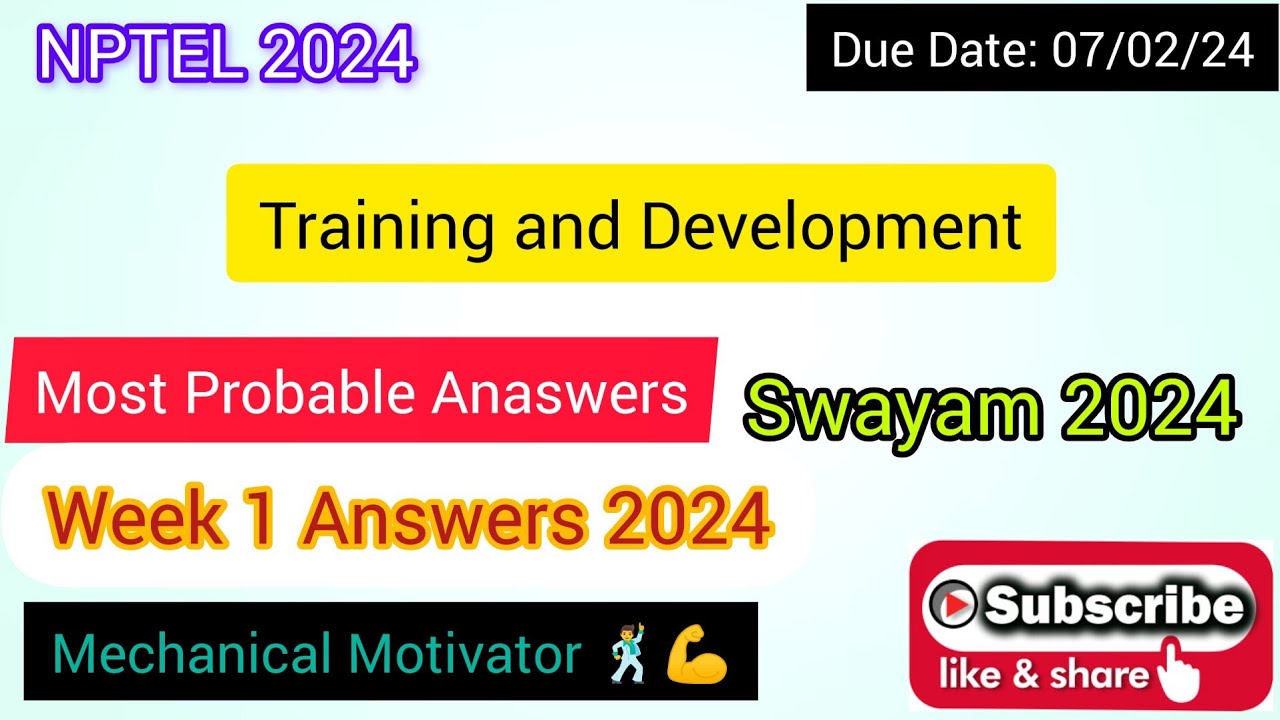 Training and Development | Week 1 Quiz | Assignment 1 Solution | NPTEL ...
