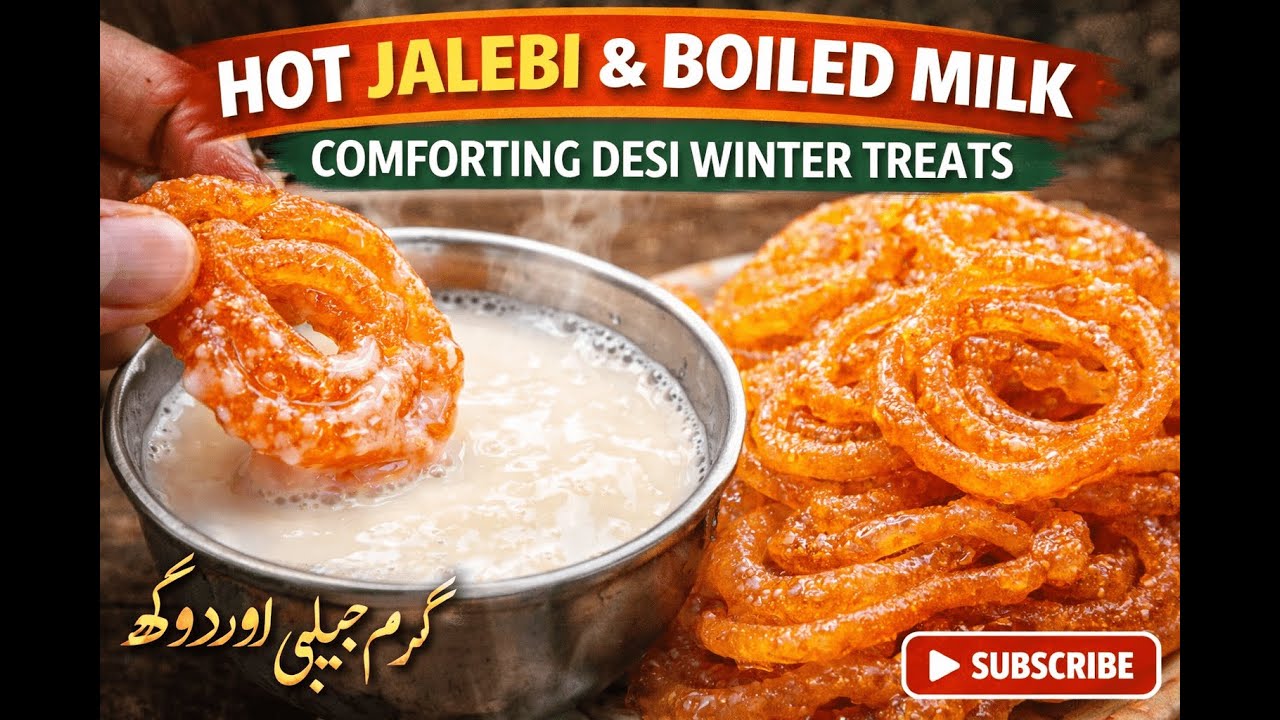 Hot Fresh Jalebi with Boiled Milk | Desi Winter Sweet Combo | Crispy Jalebi ASMR Eating