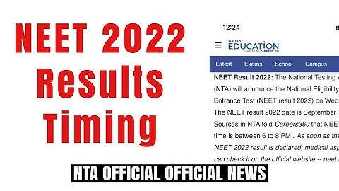 NEET 2022 Results expected Timing | NTA Official News About Neet Results | NEET 2022 Results News