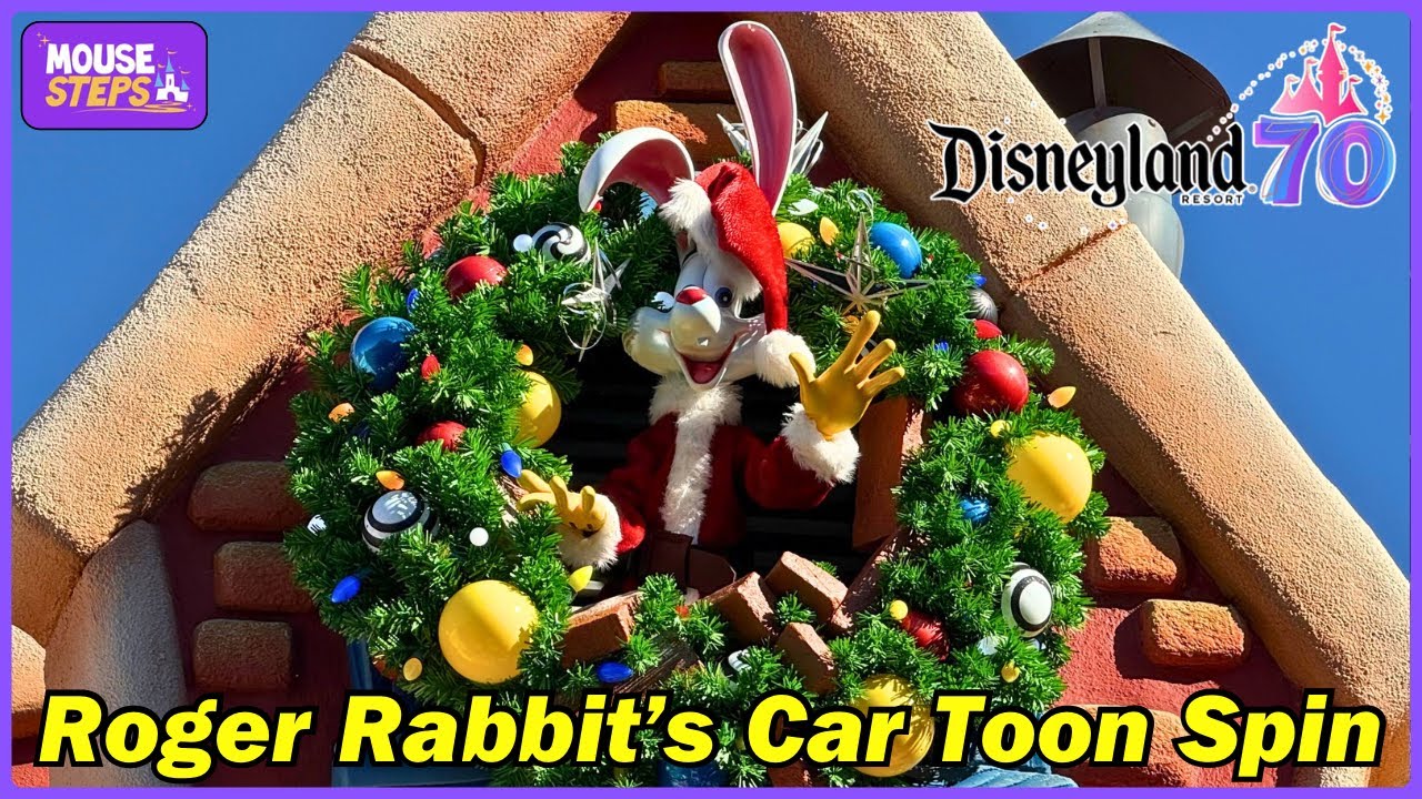 Roger Rabbit’s Car Toon Spin POV 2025 at Disneyland (with Exterior Holiday Decor)