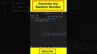 Generate Random Number in JavaScript in Seconds! 🔢✨ #shorts