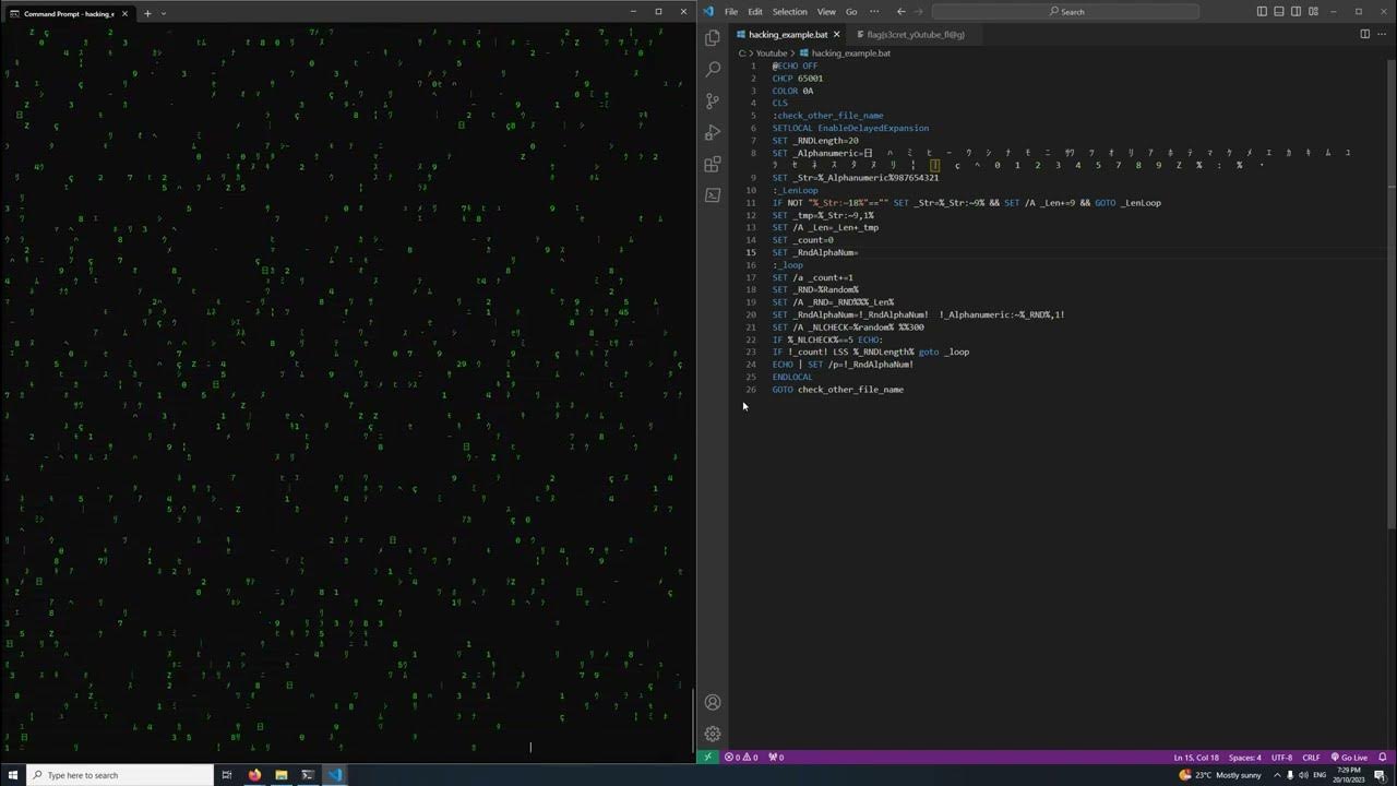 Awesome Animated Matrix Hacking Effect in Batch/CMD - Jasper Flockton ...