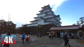4K　Walking Around Aizuwakamatsu. Castle And Garden In Winter.　230121