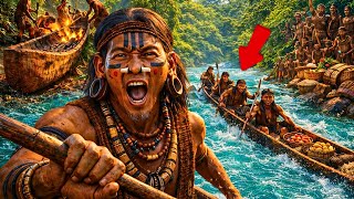 River Journey 12,000 Years Ago Trading, Canoes Dangerous Rapids