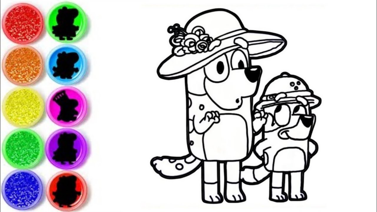 Рисуем и раскрашиваем Блюи и Чили хилера | Давайте нарисуем Блюи и маму