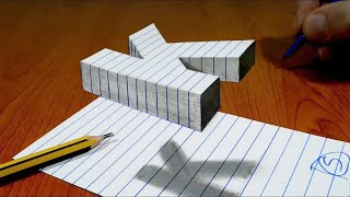 3D Trick Art On Line Paper, Floating Letter K