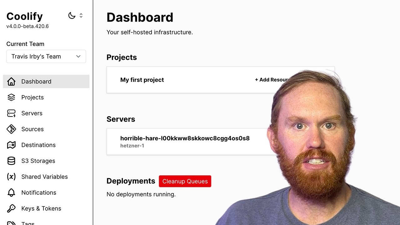 Travis tries Coolify - self host your apps easy as cloud! end-to-end ...