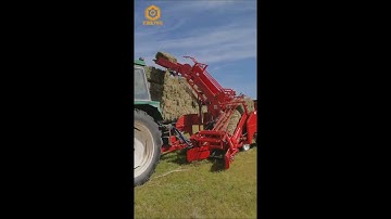 Tractor-towed square hay bale automatic pick-up and loading machine part two