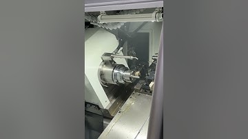 Turning work on swiss cnc lathe with double spindle and double row of tools #cnclathe #turing