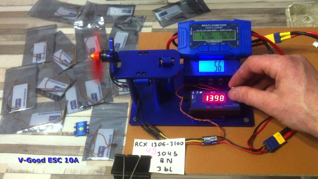 Test ESC V-Good 10A ... motor 1306 3100kv ... prop 3045 x 3 blade ... 4S