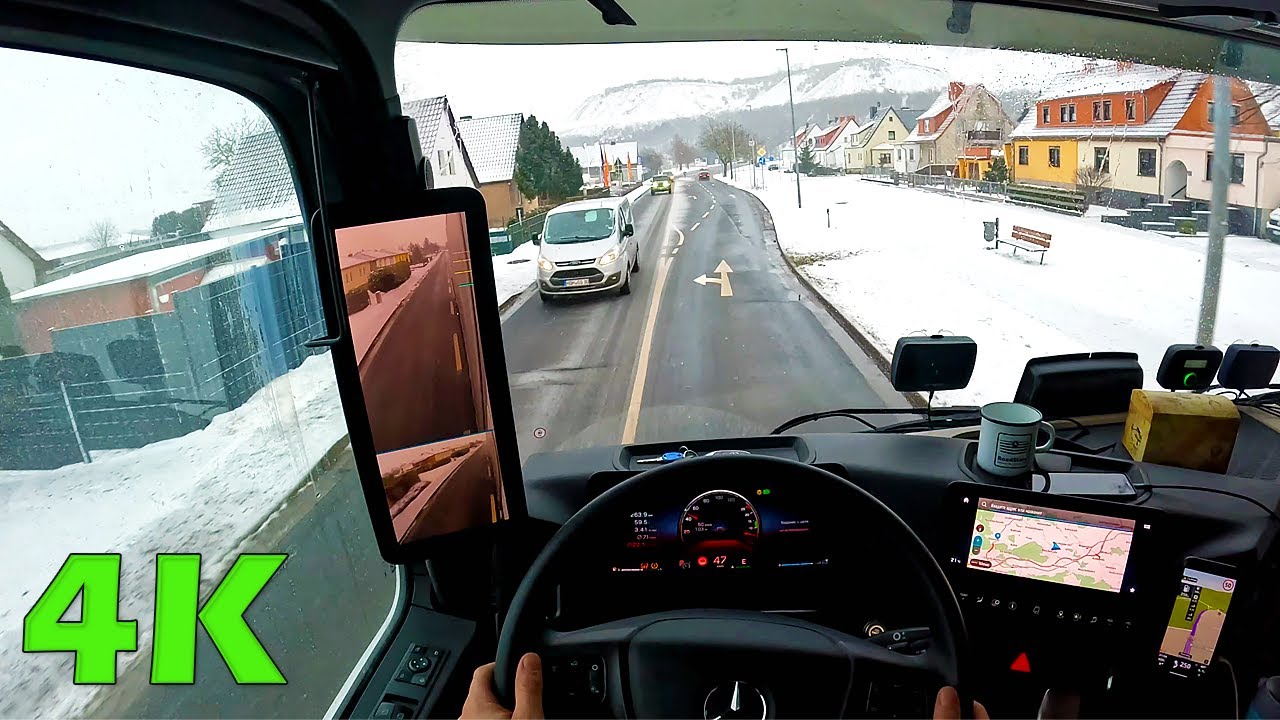 Winter POV Truck driving on Mercedes Actros L 2023  Somwhere in Deutschland