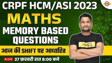 CRPF HCM MATHS ANALYSIS | MATHS ASKED/EXPECTED QUESTIONS | MATHS FOR CRPF 2023 | BY VIKAS SIR
