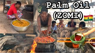 How PALM OIL is OBTAINED ( ZOMI ) || Most Favorite || Rural Sunyani Ghana|| West Africa