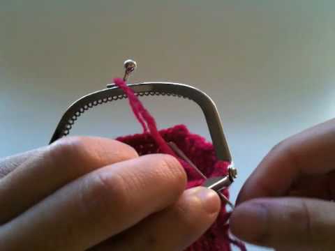 How to attach a purse onto a sew-on frame - YouTube