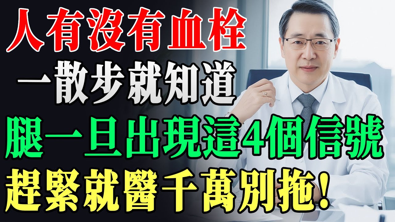 醫師警告：血管堵塞有前兆！走路時若出現這4個異常信號，可能血栓已經形成！