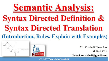 SP 18: Semantic Analysis | Syntax Directed Definition | Syntax Directed Translation