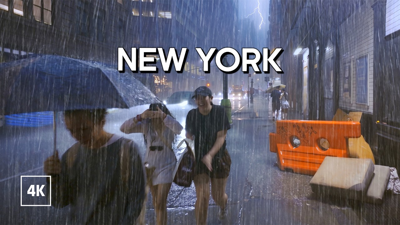 New York, Amerika Serikat | Tur Jalan Saat Hujan 4K | 3 Sep 2026