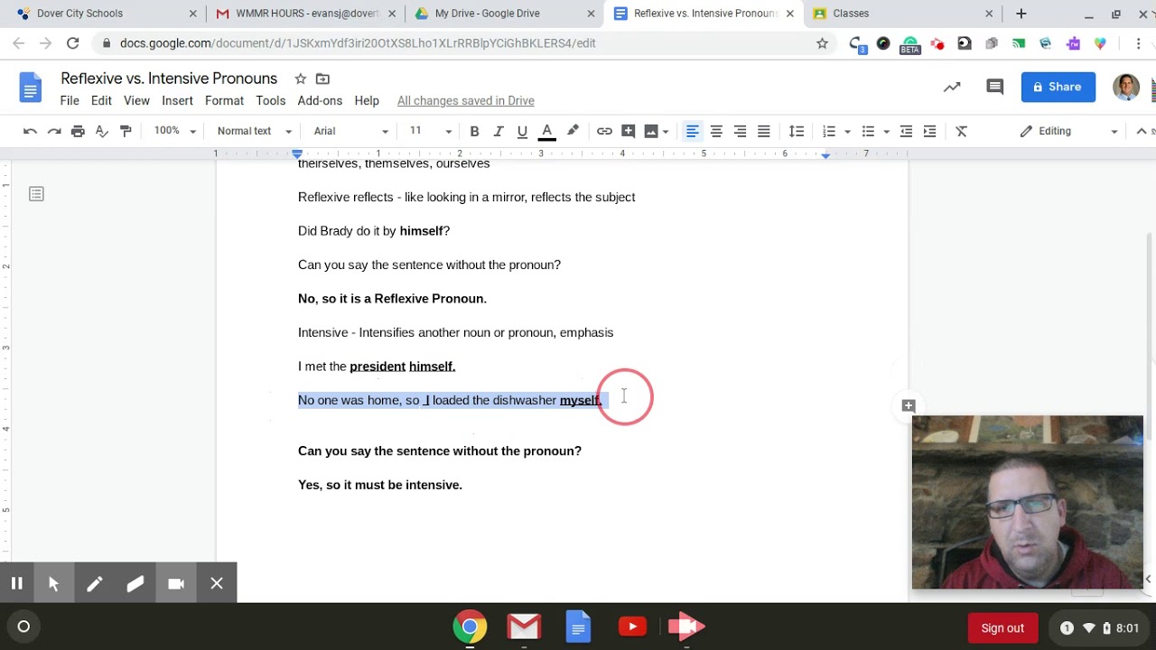 Reflexive vs. Intensive Pronouns