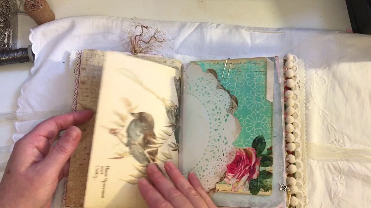Fabric Covered Vintage junk journal - YouTube