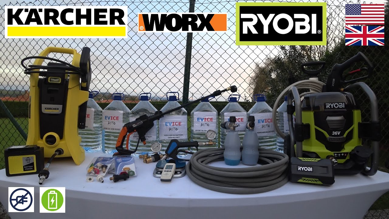 Cordless Pressure Washers Specs Battle KARCHER vs RYOBI vs WORX Detailing