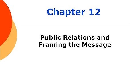 Chapter 12 - Public Relations & Framing the Message