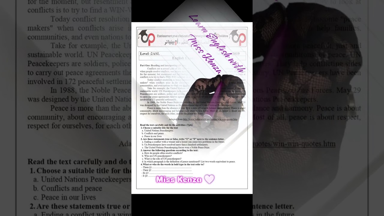 مراجعة اختبارات الفصل الاول لغة انجليزية السنة الثانية ثانوي شعبة الاداب. 2ASLPh. English revision 