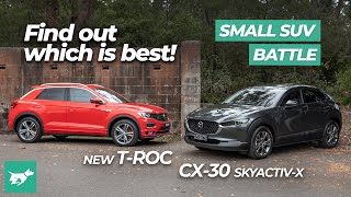 Mazda CX30 vs Volkswagen TRoc 2021 comparison review | Chasing Cars