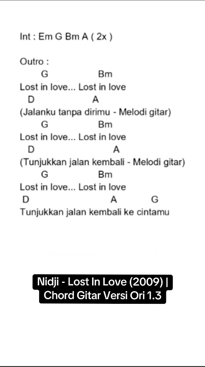 Chord original Nidji - Lost In Love 1.3 [2009] #nidji #lostinlove