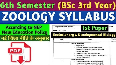 BSc 3rd Year 6 th semester Zoology 1st paper Syllabus/