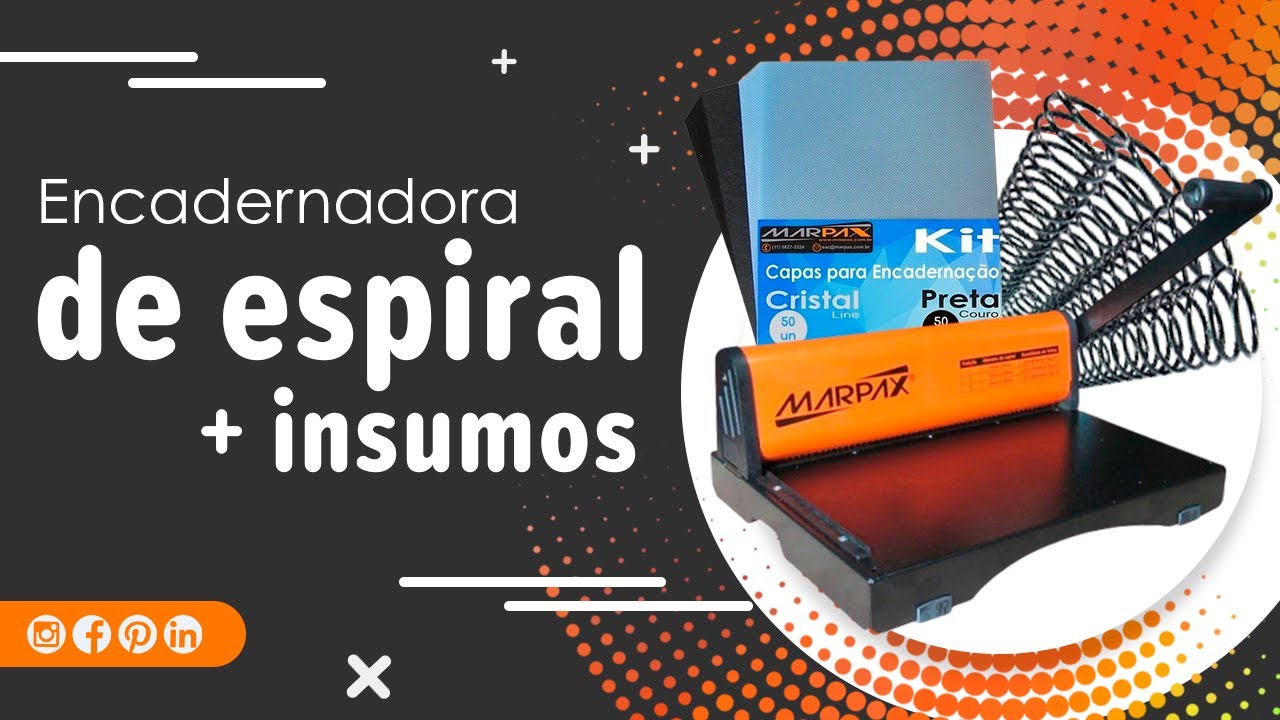 Capa do vídeo Encadernadora para encadernação com espiral PMX-15 + insumos Marpax