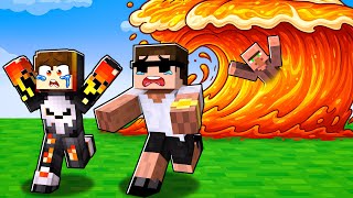 Escaping Lava Tsunami with Villager in Roblox..