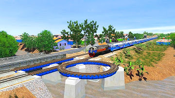 4 TRAINS CROSSING ON BUMPY FORKED LITTLE LOOPING RAILROAD TRACK #77 | BeamNG.Drive -Trainz Simulator