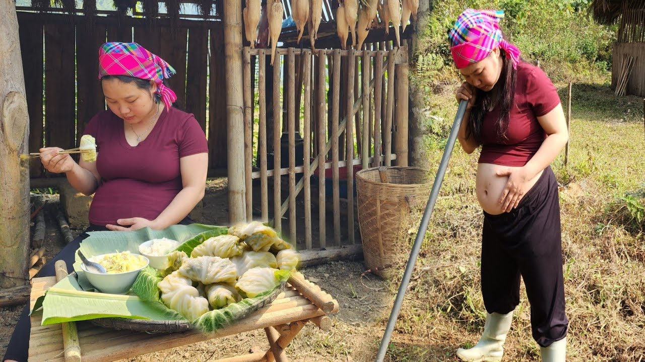 The pregnant girl Plan to grow more vegetables to sell and make cabbage wraps_Lý Thị Tươi.