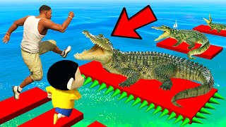 SHINCHAN AND FRANKLIN TRIED THE IMPOSSIBLE ALLIGATOR PARKOUR CHALLENGE GTA 5