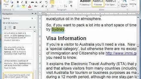 Word2010 Training Part 05 Navigation Pane