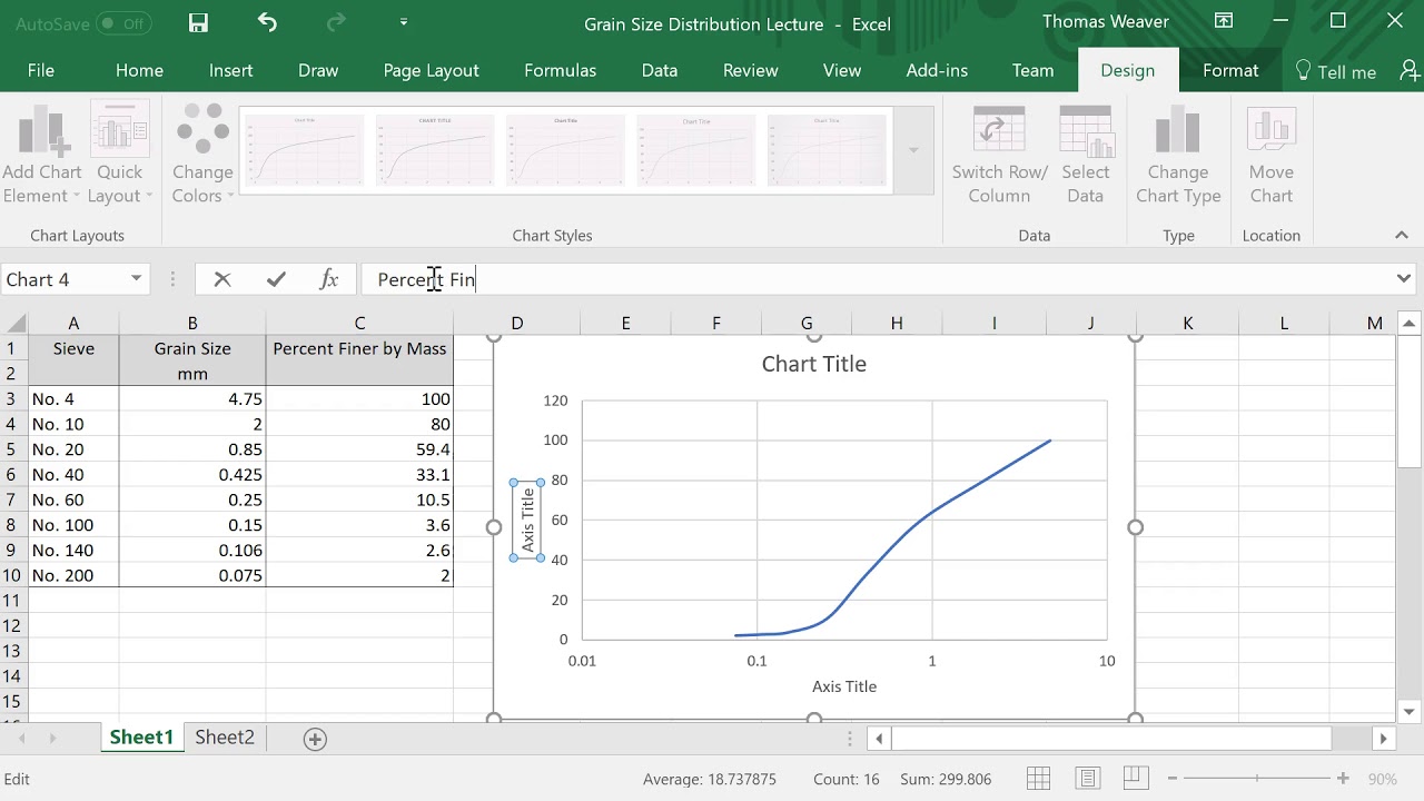 semi log grain size plot in excel youtube how to draw a line graph