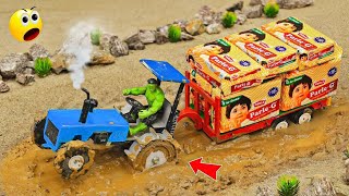 diy tractor heavy truck stuck in mud with Parle G science project@Uminifarm