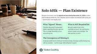 Retirement Plan Deadlines: Solo 401k by Dec 31, IRA by April (13.7.1)