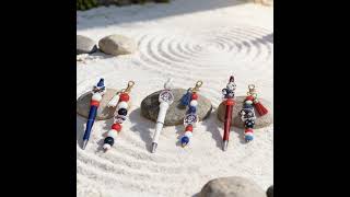 🔴 Limited Edition 4th of July Beaded Pen & Keychain Sets! 🔵