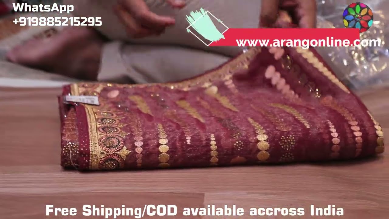 ARNG-2386 "The Gingerbread" Premium Designer Saree||Organza||Crystals||Zari Embroidery