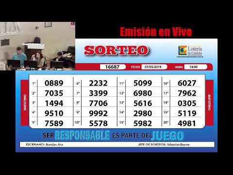 Sorteo de Quiniela: Matutino Nº16687 - 07/05/2019 - 14:00 hs. sorteo de visas