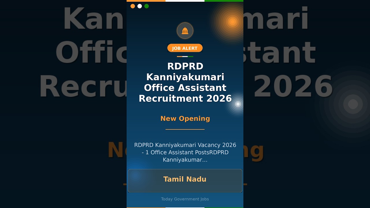 RDPRD Kanniyakumari Office Assistant Recruitment 2026