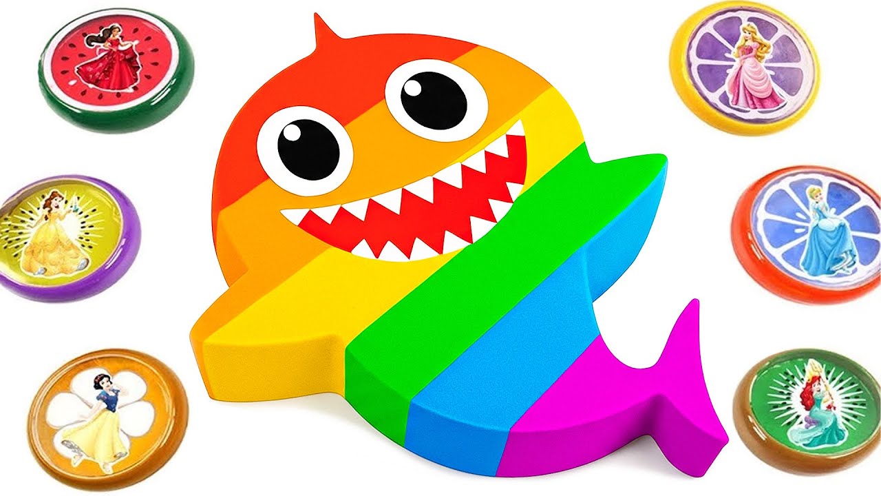 ASMR Video🦈How To Make Rainbow Baby Shark From Kinetic Sand Cutting🌈Sand Joy