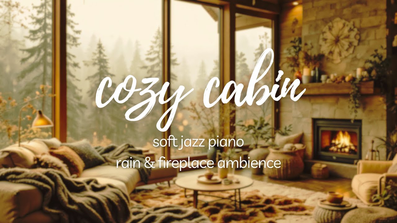 Relaxing Soft Piano in a Cozy Cabin | Rain and Fireplace Ambience - YouTube
