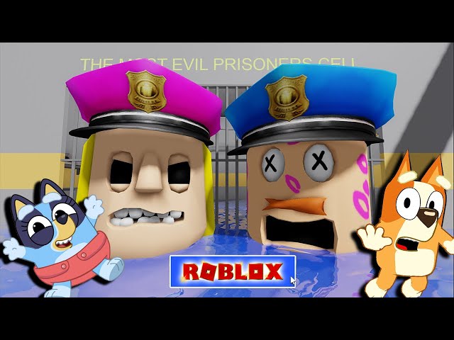 BABY BLUEY vs WATER POLICE GIRL PRISON RUN! #roblox  #obby class=
