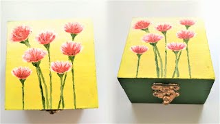 DIY/ Jewellery box flower design with acrylic paint / Floral design jewellery box